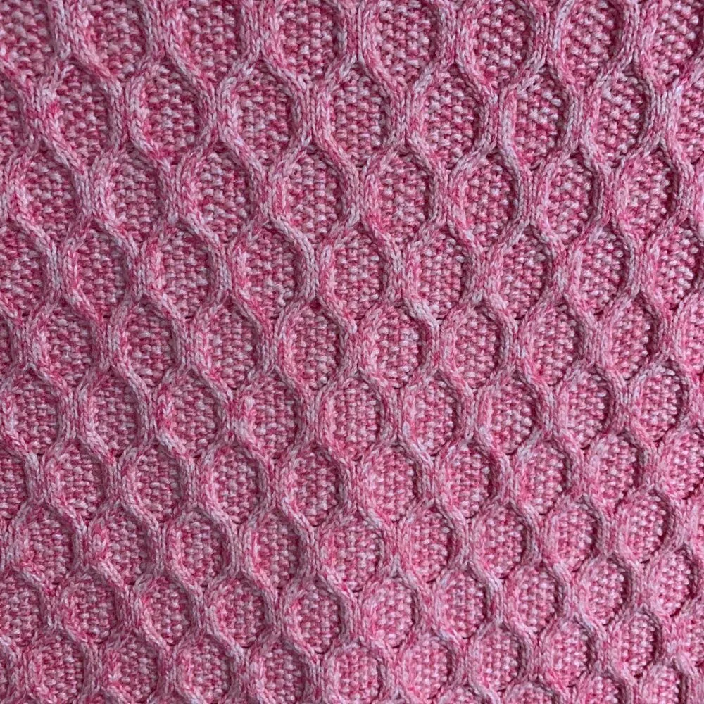Talbots Honeycomb Cable Knit Women's Medium Pink Mock Neck Pullover Sweater EUC